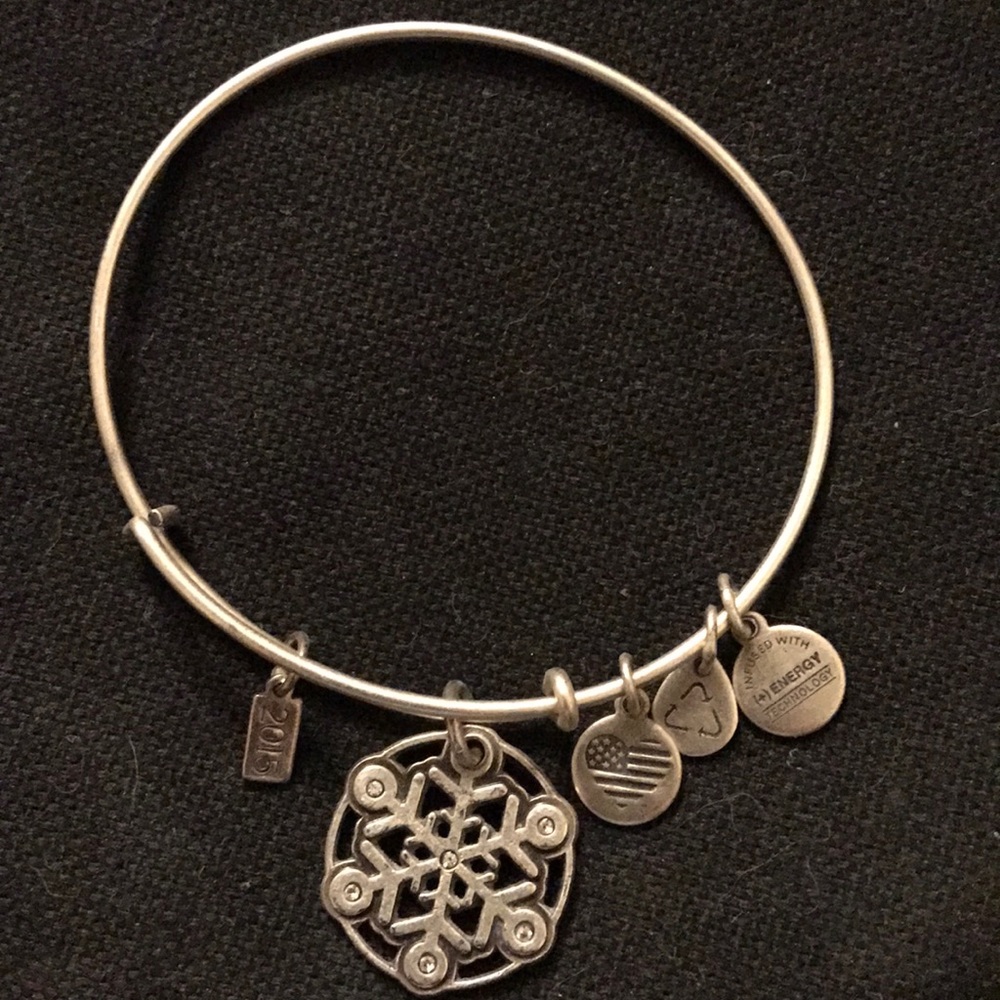 Alex and Ani silver plated 2015 snowflake bracelet